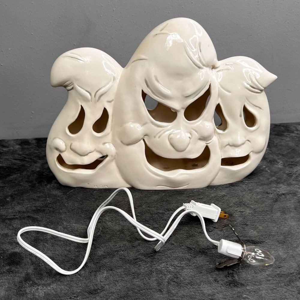 Vintage Halloween Ghost Lighted Decoration Holland Mold Trio Ceramic Figurine - Picture 12 of 15